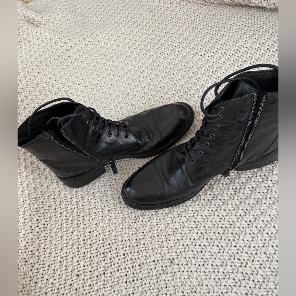 Calzoleria Toscana Dip Died Black Leather Mens Lace Up Combat Boot. Size 10.5 - Picture 10 of 11